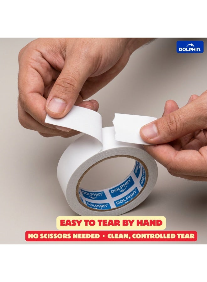 دولفين شريط لاصق مزدوج الوجهين من دولفين مقاس 24 مم × 15 ياردة – لاصق قوي وسهل القطع للاستخدام المكتبي والأشغال اليدوية والمنزليةياردة – لاصق قوي وسهل القطع للاستخدام المكتبي والمنزلي - Image 5